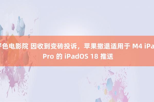 好色电影院 因收到变砖投诉，苹果撤退适用于 M4 iPad Pro 的 iPadOS 18 推送