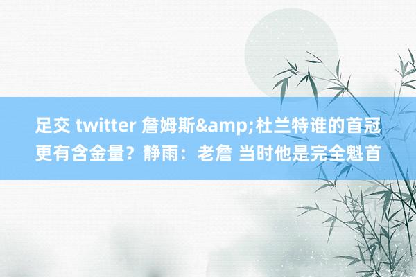 足交 twitter 詹姆斯&杜兰特谁的首冠更有含金量？静雨：老詹 当时他是完全魁首