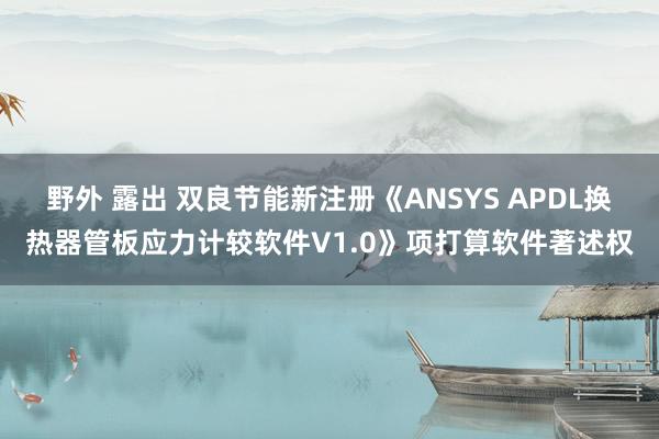 野外 露出 双良节能新注册《ANSYS APDL换热器管板应力计较软件V1.0》项打算软件著述权