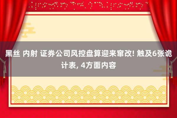 黑丝 内射 证券公司风控盘算迎来窜改! 触及6张诡计表， 4方面内容