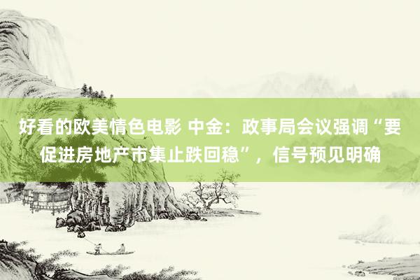 好看的欧美情色电影 中金：政事局会议强调“要促进房地产市集止跌回稳”，信号预见明确