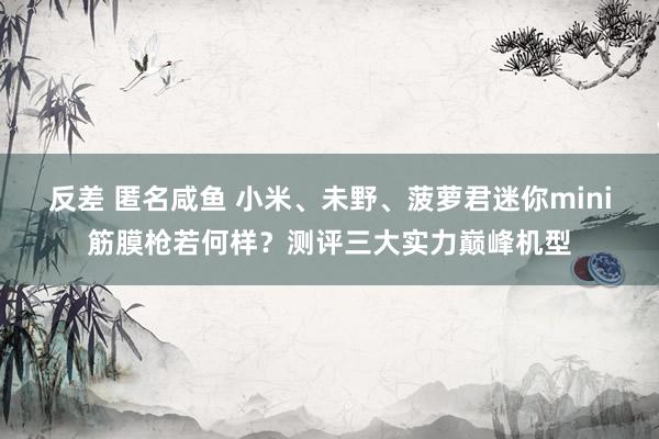 反差 匿名咸鱼 小米、未野、菠萝君迷你mini筋膜枪若何样？测评三大实力巅峰机型