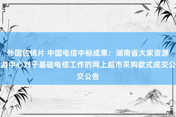 外国色情片 中国电信中标成果：湖南省大家资源交游中心对于基础电信工作的网上超市采购款式成交公告