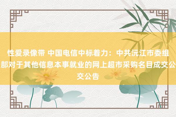 性爱录像带 中国电信中标着力：中共沅江市委组织部对于其他信息本事就业的网上超市采购名目成交公告