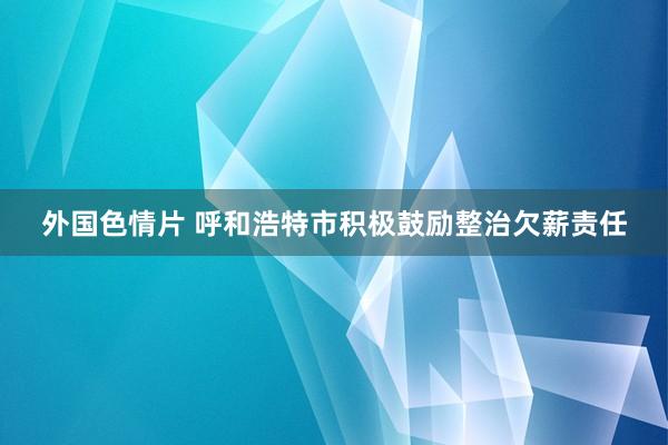 外国色情片 呼和浩特市积极鼓励整治欠薪责任