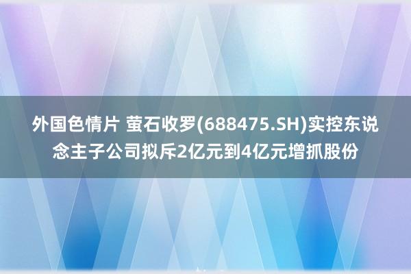 外国色情片 萤石收罗(688475.SH)实控东说念主子公司拟斥2亿元到4亿元增抓股份