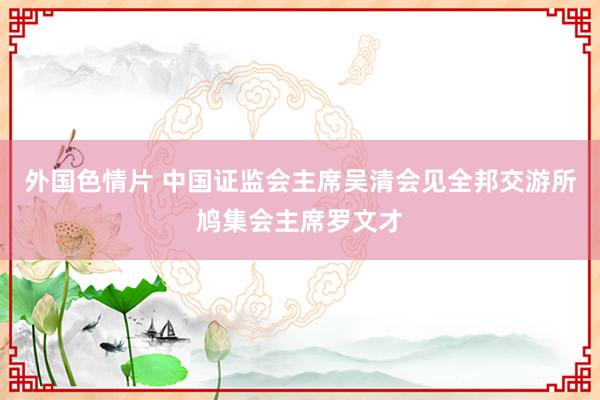 外国色情片 中国证监会主席吴清会见全邦交游所鸠集会主席罗文才