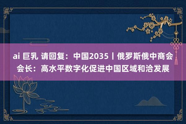 ai 巨乳 请回复：中国2035丨俄罗斯俄中商会会长：高水平数字化促进中国区域和洽发展