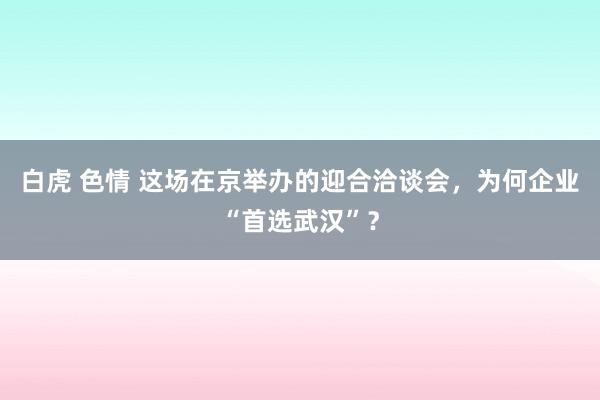 白虎 色情 这场在京举办的迎合洽谈会，为何企业“首选武汉”？