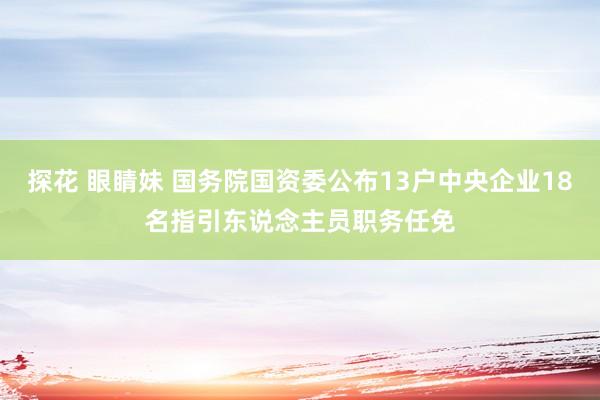 探花 眼睛妹 国务院国资委公布13户中央企业18名指引东说念主员职务任免