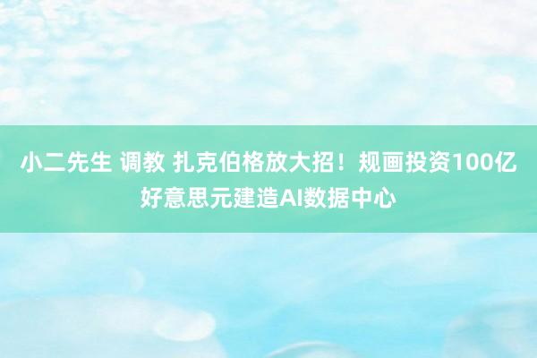 小二先生 调教 扎克伯格放大招！规画投资100亿好意思元建造AI数据中心