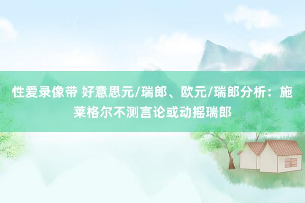 性爱录像带 好意思元/瑞郎、欧元/瑞郎分析：施莱格尔不测言论或动摇瑞郎