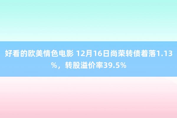 好看的欧美情色电影 12月16日尚荣转债着落1.13%，转股溢价率39.5%