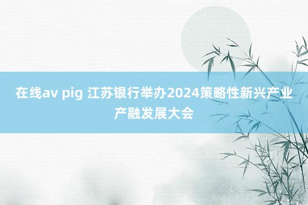 在线av pig 江苏银行举办2024策略性新兴产业产融发展大会