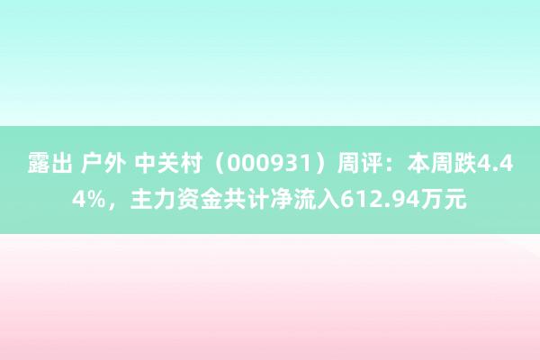 露出 户外 中关村（000931）周评：本周跌4.44%，主力资金共计净流入612.94万元