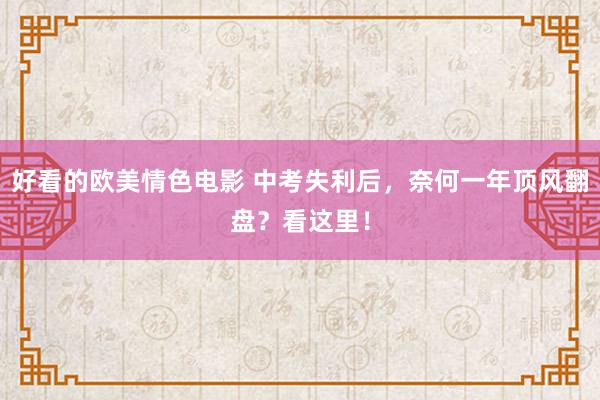 好看的欧美情色电影 中考失利后，奈何一年顶风翻盘？看这里！