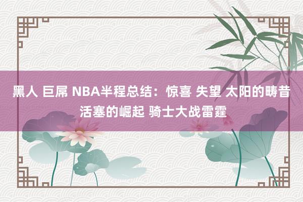 黑人 巨屌 NBA半程总结：惊喜 失望 太阳的畴昔 活塞的崛起 骑士大战雷霆